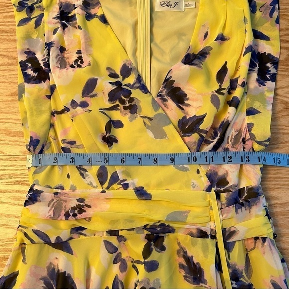 Eliza J Floral Print High Low Chiffon Yellow Floral Dress 6 - Picture 9 of 16